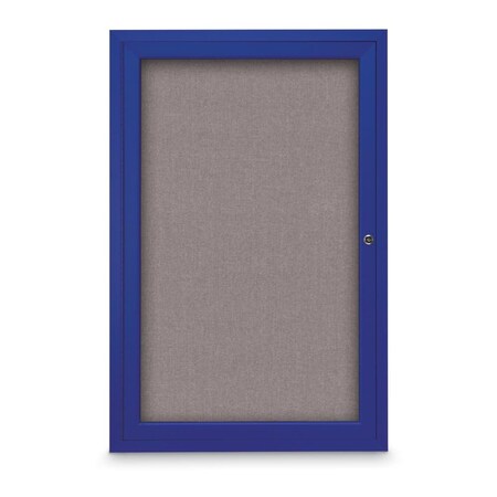 United Visual Products Slim Enclosed Corkboard, 18"x24", Satin Alum Frame/Medium Grey UVEB1824-SATIN-MEDGRY